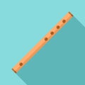 Wood flute icon, flat style