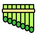 Wood flute icon vector flat