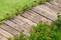 Wood foot path in the garden decoration walkway Royalty Free Stock Photo