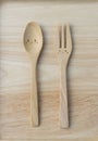 Wood fork and spoon