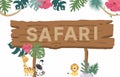 Wood frame collection of safari background set.Editable vector illustration for birthday invitation,postcard and sticker