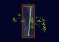 wood frame with glass bamboo in the fame ,Vector illustration