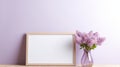 Wood Frame And Lilac Flower: Stylish Display And Lifelike Renderings