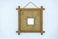 Wood frame mockup square. Isolated on white background. Realistic wooden frame