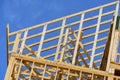 wood frame residential building under construction building construction wood framing structure at new property development Royalty Free Stock Photo