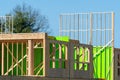 wood frame residential building under construction building construction, wood framing structure at new property development site Royalty Free Stock Photo