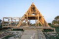 The wooden structure of the building. Wooden Frame House Construction. Royalty Free Stock Photo