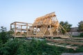 Wood frame residential building under construction Royalty Free Stock Photo