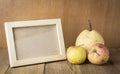 Wood frame with space and sear fruit Royalty Free Stock Photo