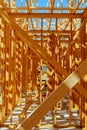 Wood framing new house under construction Royalty Free Stock Photo