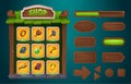 Wood game shop ui interface with button frame