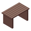 Wood garden table icon, isometric style