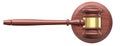 Wood Gavel Hammer on Top of Sound Block for Lawyers, Courtroom Judges and Auction Sale. 3d Rendering Illustration