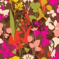 Wood gifts berryes and flowers seamless pattern