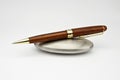 Wood and Gold Pen Royalty Free Stock Photo