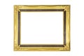 Wood gold picture frame for wedding or family photography isolated on white. Royalty Free Stock Photo