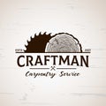 Wood Grinding Craftsman Carpentry Vintage Logo Design Vector Illustration Template