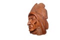 Wood head Indian on white background with clipping path Royalty Free Stock Photo