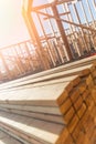 Wood Home Framing Abstract At Construction Site Royalty Free Stock Photo