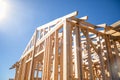 Wood Home Framing Abstract At Construction Site Royalty Free Stock Photo