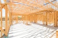 Wood Home Framing Abstract At Construction Site. Royalty Free Stock Photo