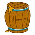 Wood honey barrel icon, hand drawn style