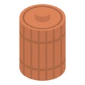 Wood honey barrel icon, isometric style