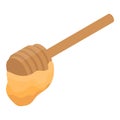 Wood honey spoon icon, isometric style