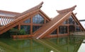 Wood house built on water