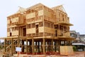 Wood house contruction, american wooden structure Royalty Free Stock Photo