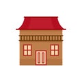 Wood house icon, flat style Royalty Free Stock Photo