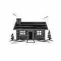 Vintage Minimalist Black And White Log Home Icon