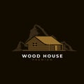 Wood house illustration logo design vector template.Cabin log icon. Royalty Free Stock Photo