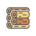 Color illustration icon for Wood, lumber and piece Royalty Free Stock Photo