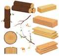 Timber wood set. Royalty Free Stock Photo