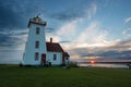 Wood Islands lighthouse in Prince Edward Island at sunset