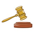 Wood judge gavel icon, cartoon style Royalty Free Stock Photo