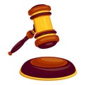 Wood judge hammer icon, cartoon style Royalty Free Stock Photo
