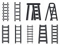 Wood ladder icons set, simple style