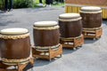 Wood and leather made Drum display  popular festival in India and Thailand. Traditional drummers during Hindu festivals Royalty Free Stock Photo