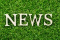 Wood letter in word news on green grass background Royalty Free Stock Photo