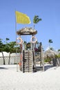 Wood lifeguard station on a white beach Royalty Free Stock Photo