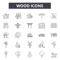 Wood line icons, signs, vector set, outline illustration concept