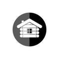 Wood log house icon, wooden hut icon