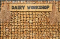 Wood Log Timber Organise in the Grill Panel with dried grass