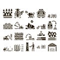 Wood Logging Industry Glyph Set Vector