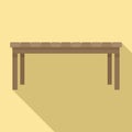 Wood long yard bench icon, flat style