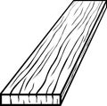 Wood or lumber board black and white illustration