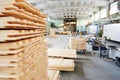 Wood lumber materials at plant Royalty Free Stock Photo