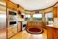 Wood luxury home kitchen interior. New Farm American home. Royalty Free Stock Photo